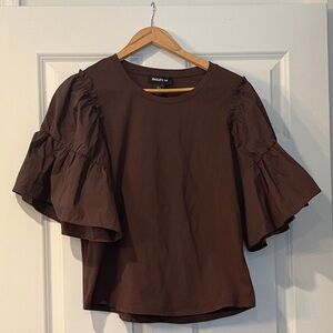 Bailey 44 Chocolate Ruffle Sleeve Blouse